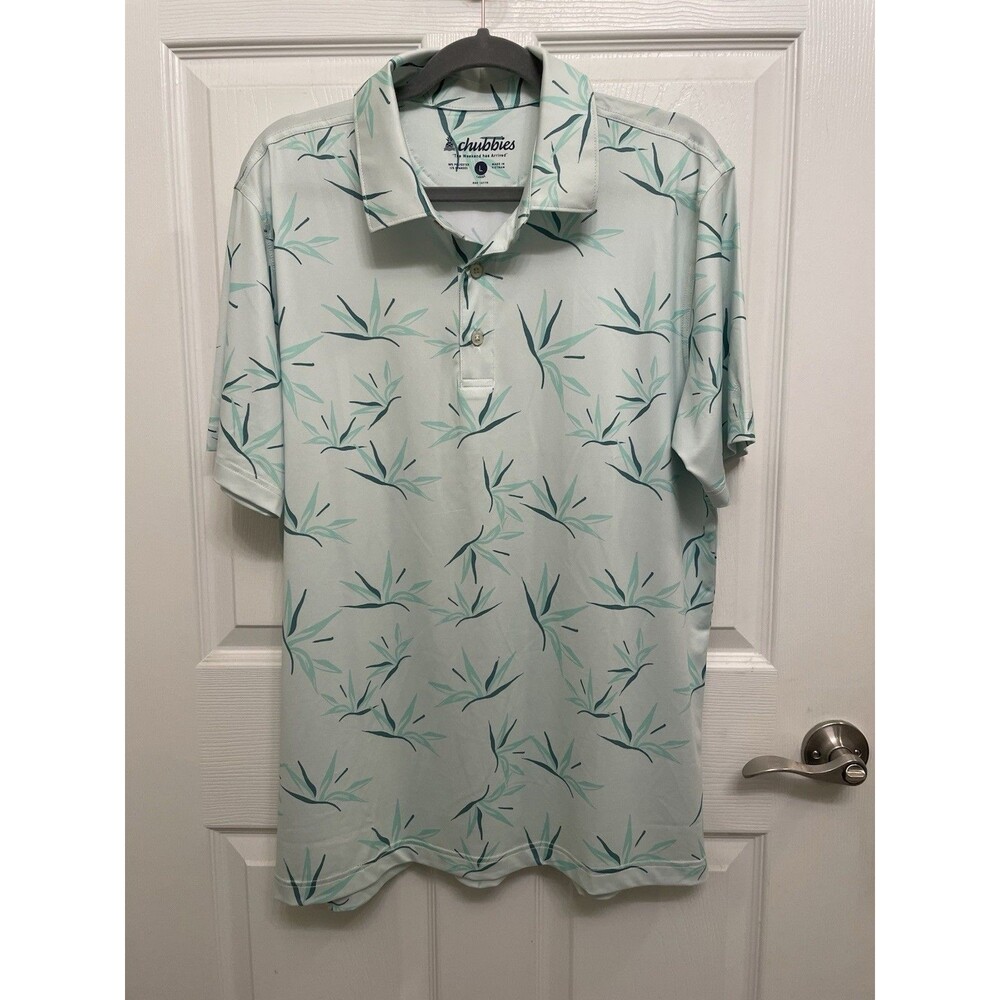 Chubbies Men’s Large The Green Thumb Polo Performance Stretch Golf